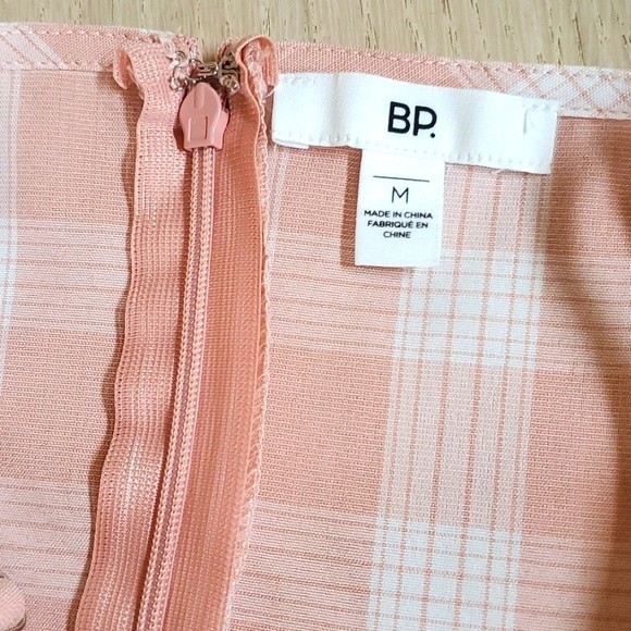 EUC BP. Womens Plaid Square Neck Mini Sundress Coral White Checkered Size M - Picture 9 of 9